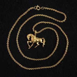 14k gold horse pendant and chain